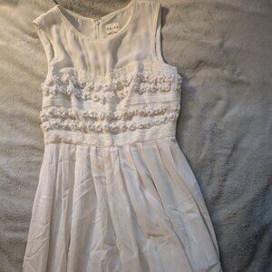 REISS WOMEN'S DRESS 8 White Floral Mid Length Sleeveless Zip Up High Neck